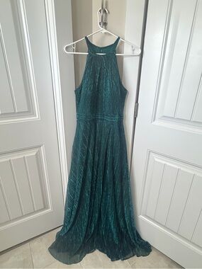 Betsy & Adam Teal Halter Maxi Gown